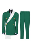 Double Breasted Blue 2 Piece Notch Lapel Men's Prom Suits