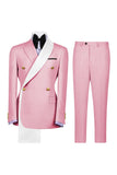 Double Breasted Blue 2 Piece Notch Lapel Men's Prom Suits