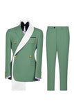 Double Breasted Blue 2 Piece Notch Lapel Men's Prom Suits