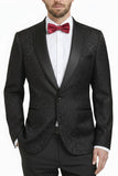 2 Piece One Button Royal Blue Shawl Lapel Printed Men's Prom Suits