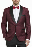 2 Piece One Button Royal Blue Shawl Lapel Printed Men's Prom Suits