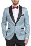2 Piece One Button Royal Blue Shawl Lapel Printed Men's Prom Suits