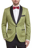 2 Piece One Button Royal Blue Shawl Lapel Printed Men's Prom Suits