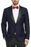 2 Piece One Button Royal Blue Shawl Lapel Printed Men's Prom Suits