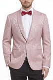2 Piece One Button Royal Blue Shawl Lapel Printed Men's Prom Suits