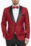 2 Piece One Button Royal Blue Shawl Lapel Printed Men's Prom Suits