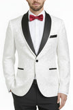 2 Piece One Button Royal Blue Shawl Lapel Printed Men's Prom Suits