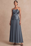 Olive Green Strapless A Line Long Wedding Guest Dress