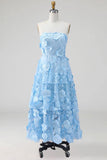 Fuchsia Floral Appliqued A Line Tiered Maxi Wedding Guest Dress