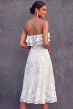 Mint Green Floral Appliqued Midi Wedding Guest Dress