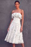 Mint Green Floral Appliqued Midi Wedding Guest Dress