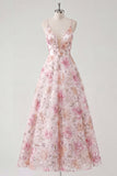 Stunning Light Pink Sequined Maxi A Line Floral Wedding Guest Dress