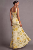 Floral Mermaid Thick Straps Long Wedding Guest Dress