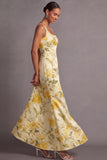 Floral Mermaid Thick Straps Long Wedding Guest Dress
