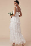 Light Blue A Line Appliqued Long Wedding Guest Dress