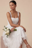Light Blue A Line Appliqued Long Wedding Guest Dress