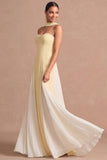 Pleated Fuchsia A Line Strapless Long Wedding Guest Dress