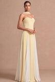 Pleated Fuchsia A Line Strapless Long Wedding Guest Dress