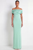 Sheath Mint Green Off the Shoulder Long Bridesmaid Dress