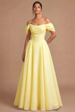 White Off the Shoulder Corset Basque Waist Long Engagement Dress