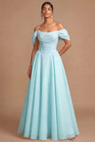 White Off the Shoulder Corset Basque Waist Long Engagement Dress