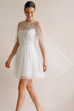 White Strapless A Line Short Bridal Shower Dress