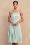Ivory Strapless A Line Pleated Short Bridal Shower Dress