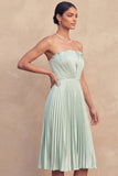 Ivory Strapless A Line Pleated Short Bridal Shower Dress