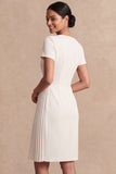 White Square Neck Bodycon Short Work Dress
