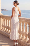 Lace Floral White Mermaid Midi Engagement Dress