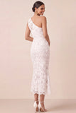 Lace Floral White Mermaid Midi Engagement Dress