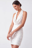 Short Lace Floral Bodycon White Bridal Shower Dress
