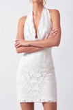 Short Lace Floral Bodycon White Bridal Shower Dress
