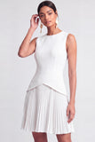 Light Blue Pleated A Line Short Summer Work Dress