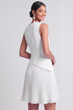 Light Blue Pleated A Line Short Summer Work Dress