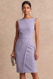 Lilac Bateau Neck Bodycon Short Work Dress
