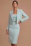 Lake Blue 2 Piece Bodycon Short Work Dress