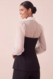Black Collar Neck Long Sleeves Work Suits