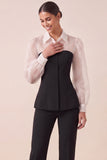Black Collar Neck Long Sleeves Work Suits
