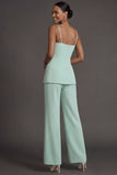 Mint Green Slim Fitted 2 Piece Double Breasted Women's Work Suits