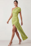 White Bodycon Short One Shoulder Bridal Shower Dress with Drape