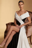 Black Mermaid Off the Shoulder Long Formal Dress with Side Cape