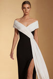 Black Mermaid Off the Shoulder Long Formal Dress with Side Cape