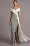 Black Mermaid Off the Shoulder Long Formal Dress with Side Cape