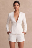 Light Blue Long Sleeves 2 Piece Short Work Suits