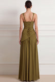 Yellow A Line Long Lace up Back Formal Dress with Slit