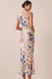 Ivory Floral Mermaid Midi Formal Dress