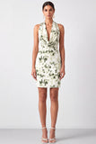 Light Green Bodycon Floral Halter Neck Short Formal Dress