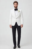 Black Shawl Lapel One Button Men's Wedding Suits with Sleeves