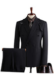 Grey Notch Lapel 2 Piece Double Breasted Men's Prom Suits